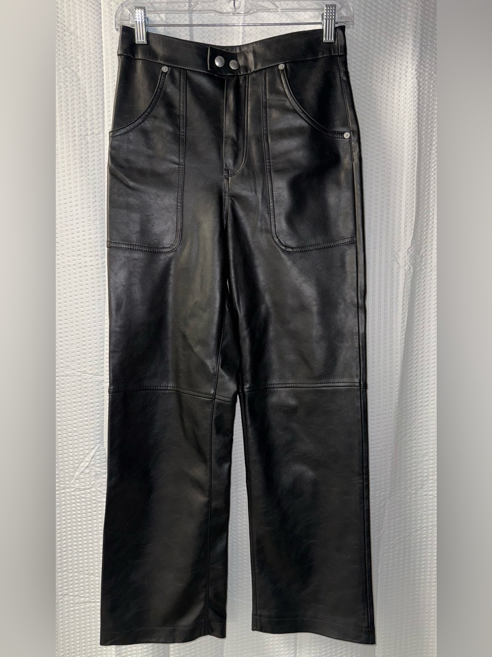 Blank Nyc Baxter Faux Leather Pants Black Straight Leg Women Size 25